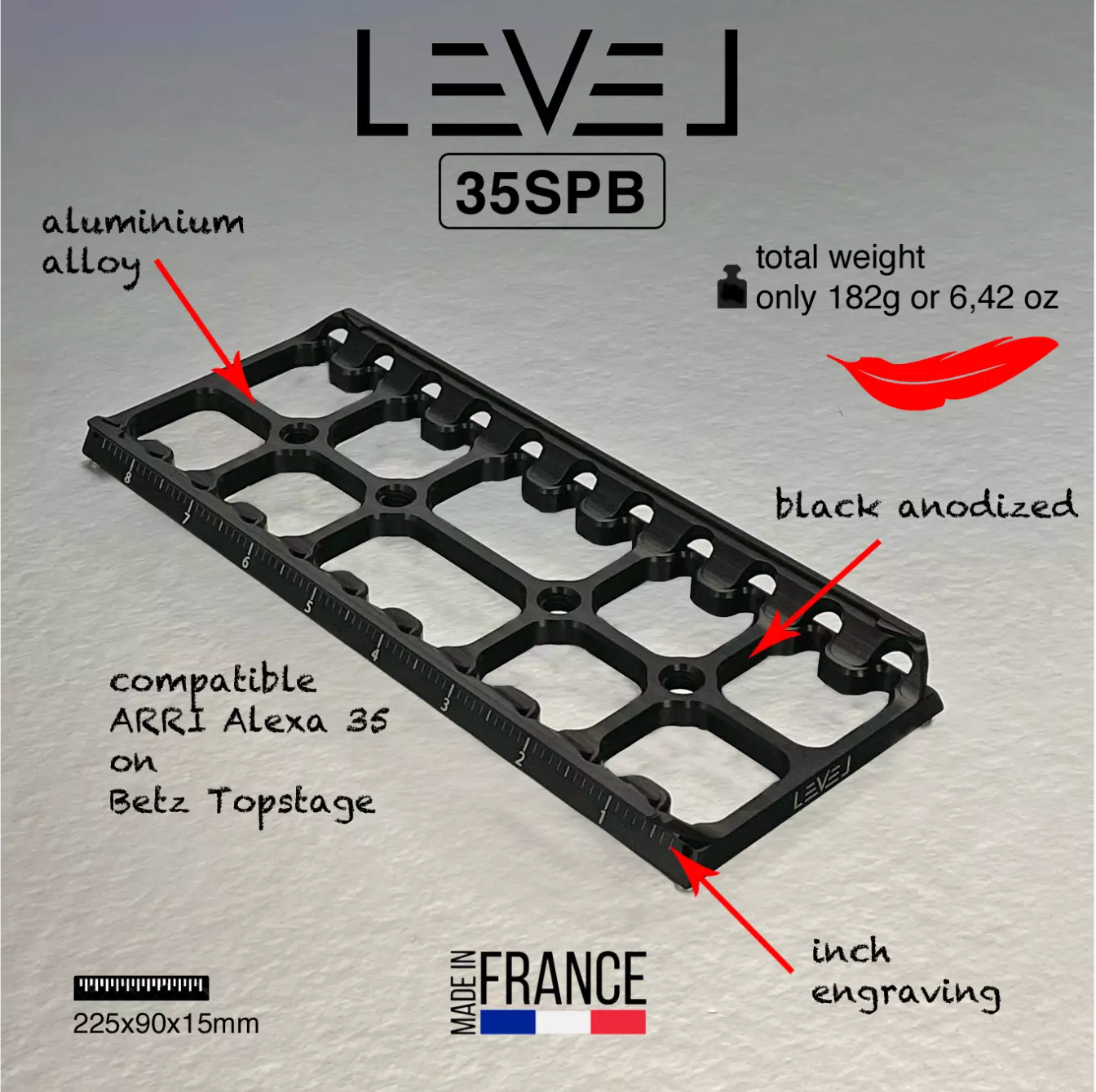 Plaque Steadycam 35SPB (Arri Alexa 35 sur topstage Betz)