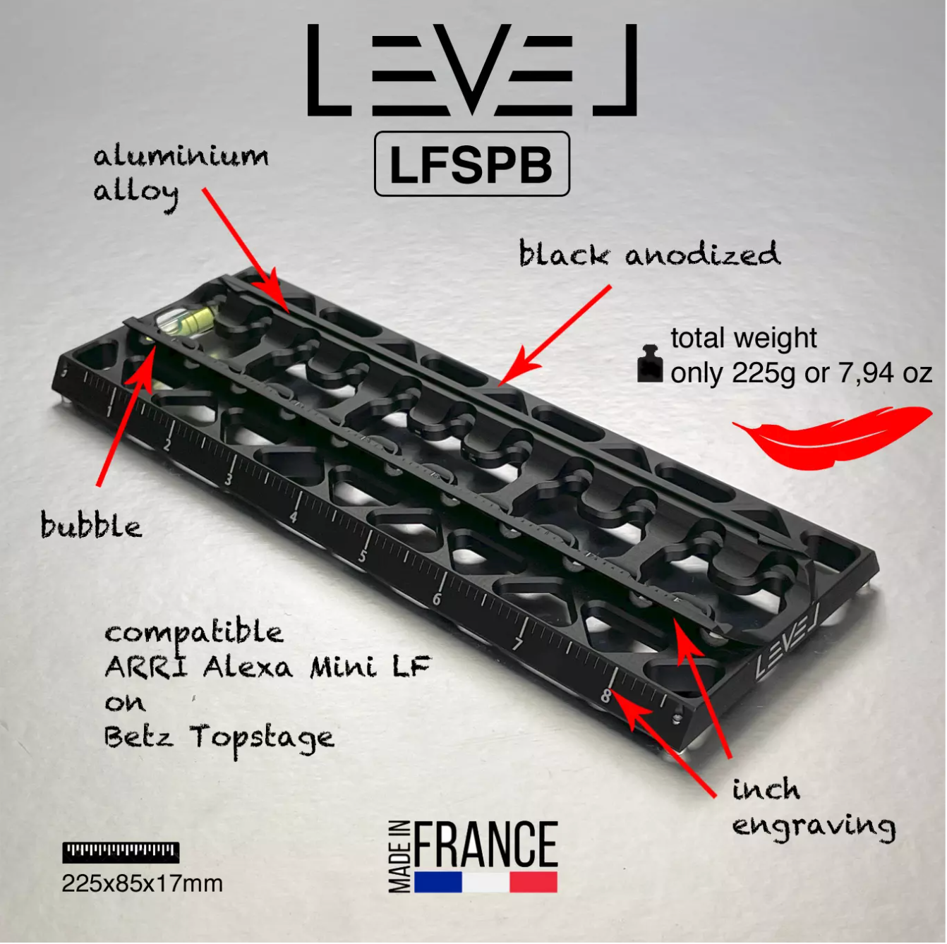 Plaque Steadycam LFSPB (Arri Alexa Mini LF sur topstage Betz)